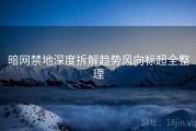 暗网禁地深度拆解趋势风向标超全整理