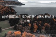 前沿洞察被忽视的细节91爆料权威指南